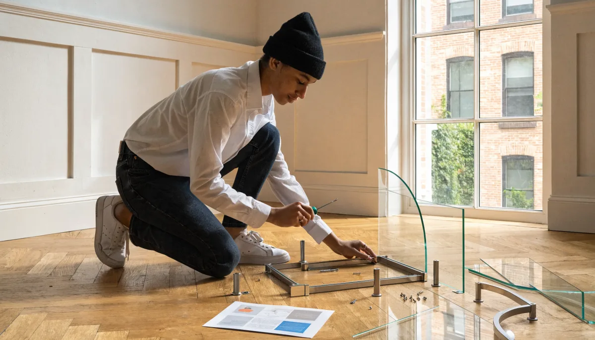 Detolf glass display cabinet assembly and setup process